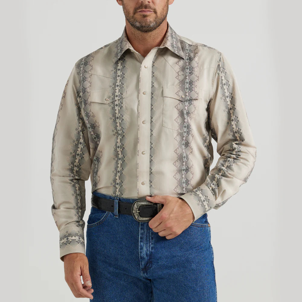 Checotah  Western Shirt by Wrangler ~ Tan - Henderson's Western Store