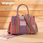 Wrangler Canvas Braided Fringe Tote Bag ~ Pink - Henderson's Western Store