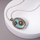 Western Turquoise Oval Sunflower Cutout Pendant Necklace - Henderson's Western Store