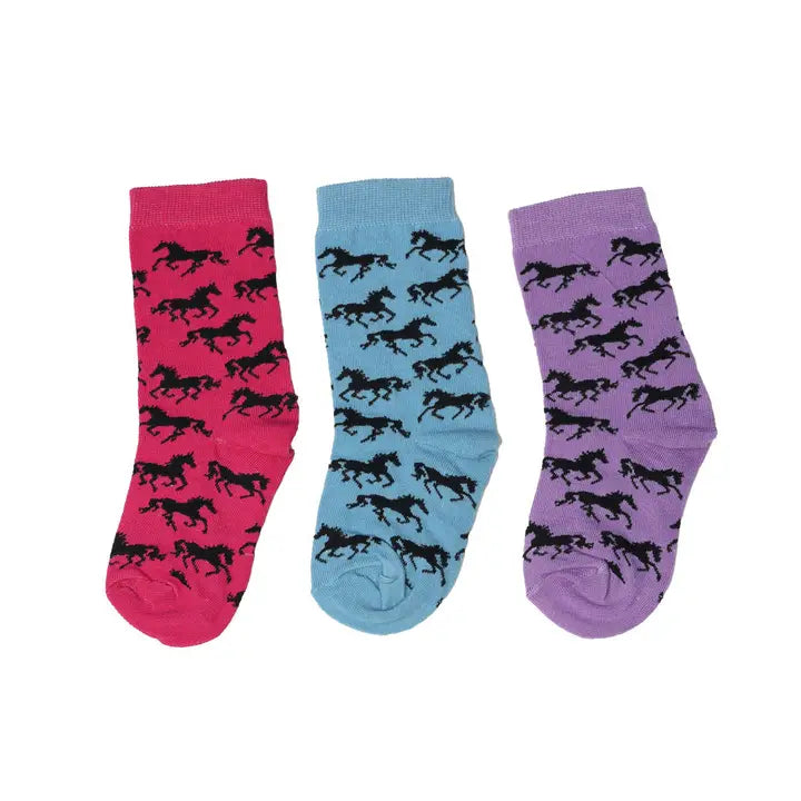 "Lila" Galloping Horses Youth Socks - Henderson's Western Store