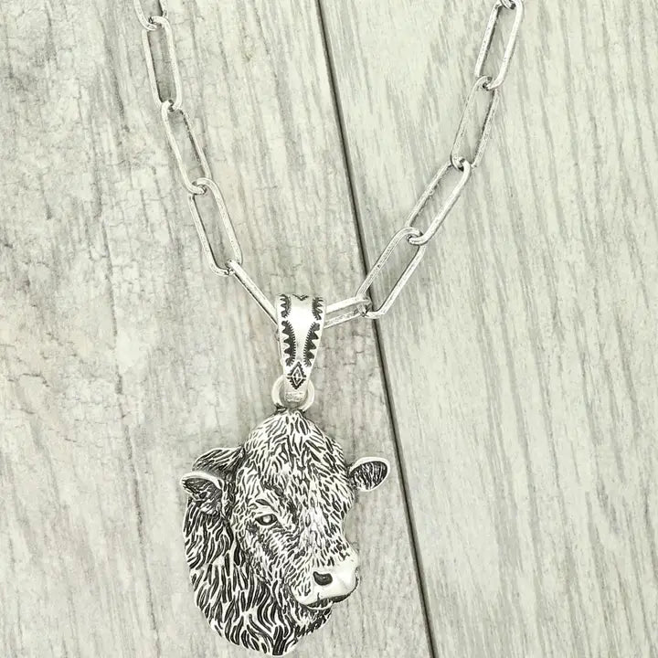 Western Cow Head Pendant Necklace - Henderson's Western Store