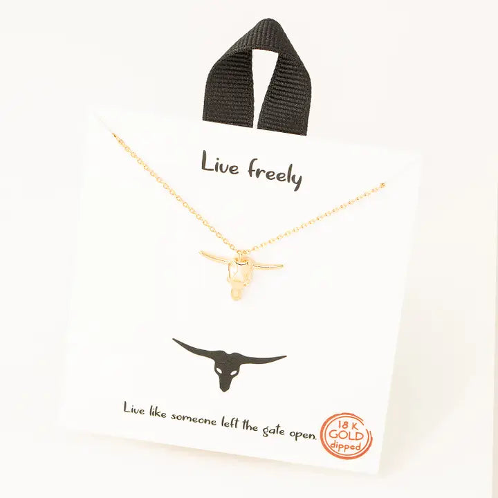 Live Freely Bull Head Pendant Necklace - Henderson's Western Store