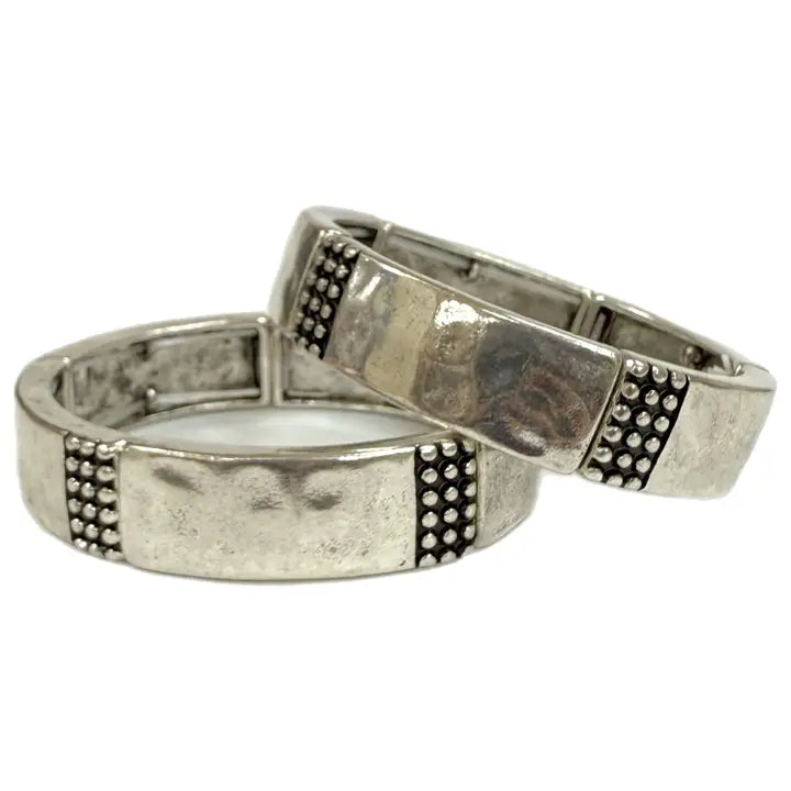 Hammered Silver Metal Stretch Bracelets - Henderson's Western Store