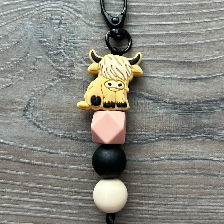 Highland Cow Silicone Beaded Keychain - Henderson's Western Store