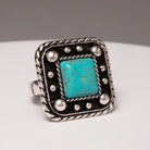 Western Turquoise Embellished Square Concho Ring - Henderson's Western Store