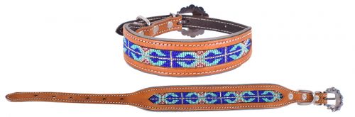 Beaded Inlay Dog Collar ~ Royal Blue - Henderson's Western Store