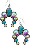 Squash Blossom Earrings ~ Turquoise & Crystal - Henderson's Western Store