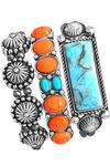 Western Stretch Bracelet ~ Turquoise & Orange ~ 3 Piece Set - Henderson's Western Store
