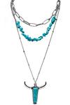 Western Layered Cow Head Necklace Set - Henderson's Western Store