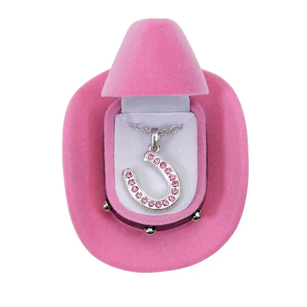 Cowboy Hat Necklace ~ Horseshoe~Pink - Henderson's Western Store