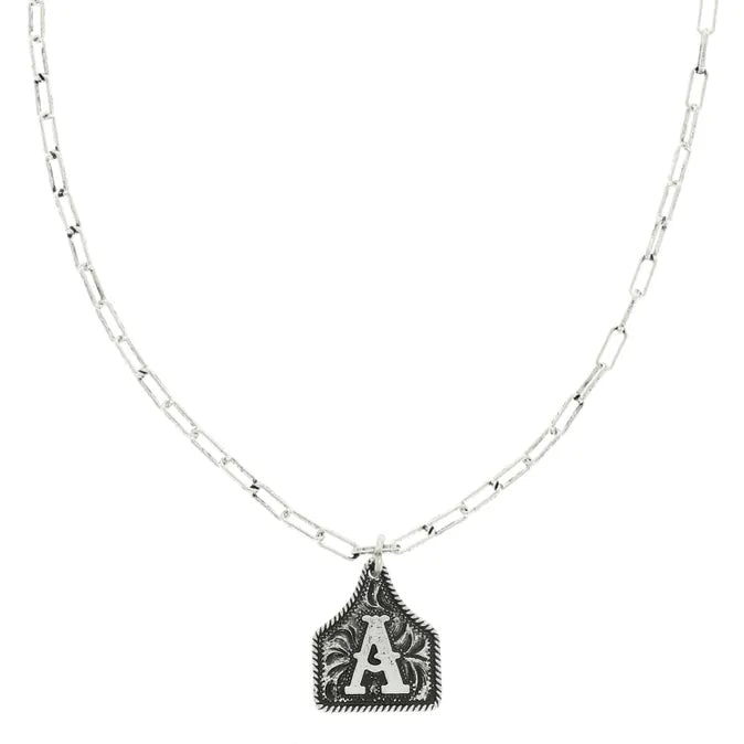 Western Initial Cattle Tag Pendant Necklace ~ A - Henderson's Western Store