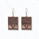 Western Steer Head Square Drop Earrings - Henderson's Western Store