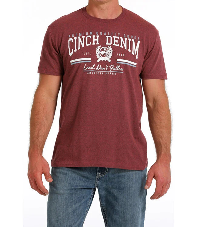 Cinch Classic Logo Tee ~ Heather Maroon - Henderson's Western Store