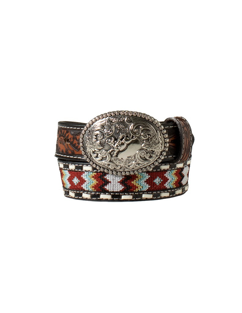 Youth Leather Belt W/ Bull Rider Buckle - Henderson's Western Store