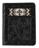 Black Leather Cross Inlay Bifold Wallet - Henderson's Western Store