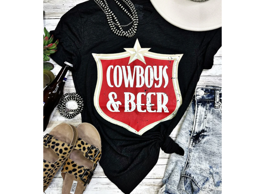 Cowboys & Beer Tee - Henderson's Western Store