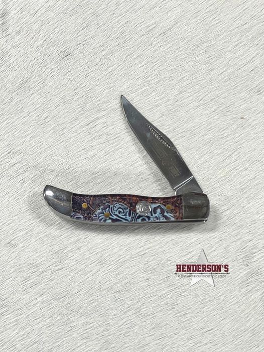 Whiskey Bent Knife ~ Mini Hunter ~ Tooled Country - Henderson's Western Store