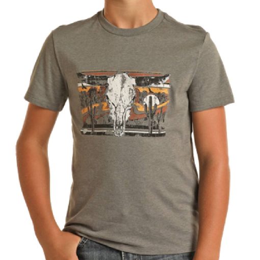 Boy's Graphic Tee by Rock & Roll ~ Grey - Henderson's Western Store