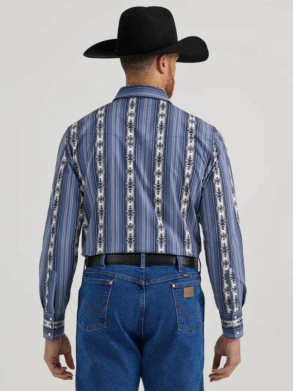 Checotah  Western Shirt by Wrangler ~ Blue - Henderson's Western Store