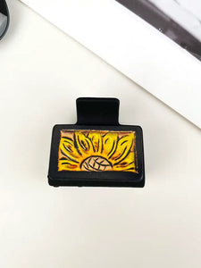Load image into Gallery viewer, Leather Square Hair Clip Claws ~ Sunflowers - Henderson&#39;s Western Store
