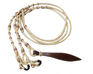 Rawhide Romal Reins ~ Red & Black Accent - Henderson's Western Store