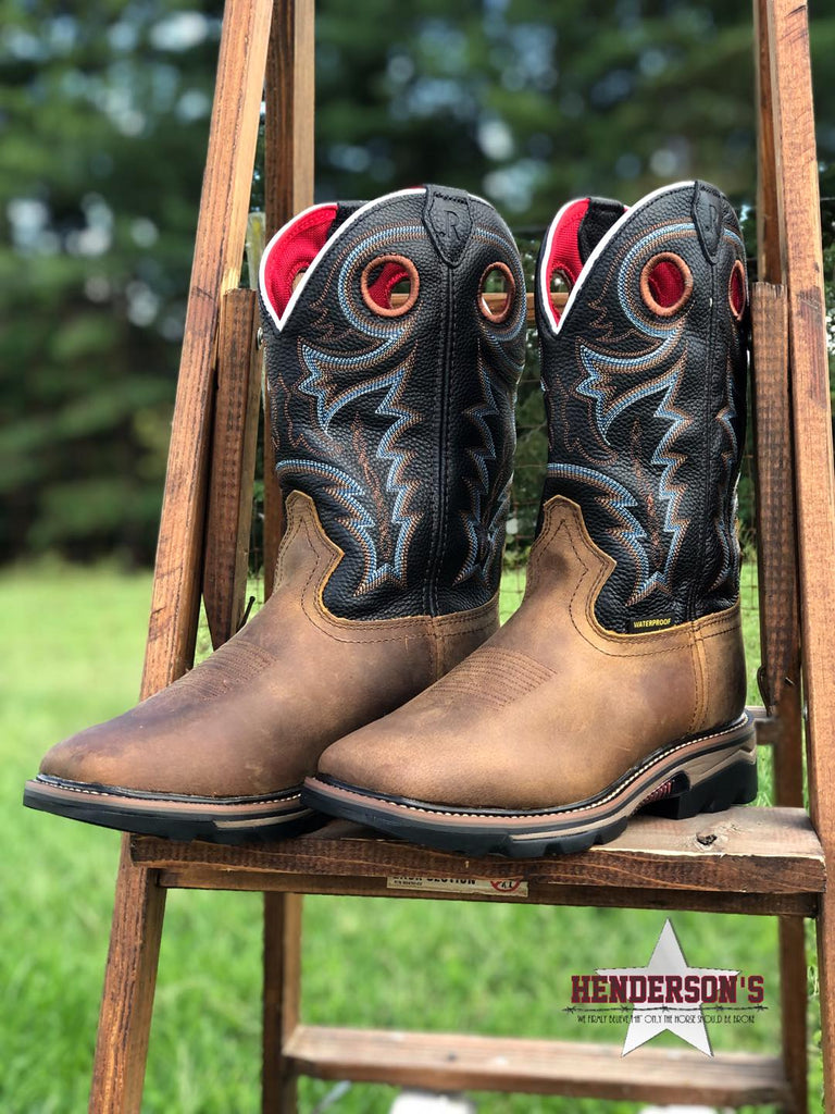 Coffee Distressed Buffalo Work Boots - Henderson's Western Store