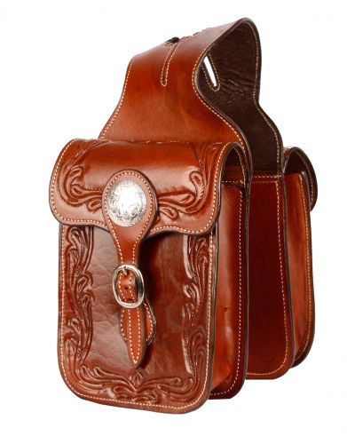 Leather Floral Tooled Horn Bag ~ Acorn - Henderson's Western Store