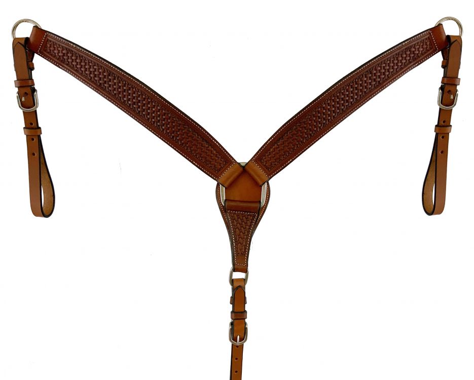 Argentina Cow Leather Breast Collar ~ Basket Weave - Henderson's Western Store