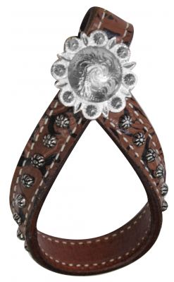 Leather Tie Down Keeper ~ Silver Dots - Henderson's Western Store