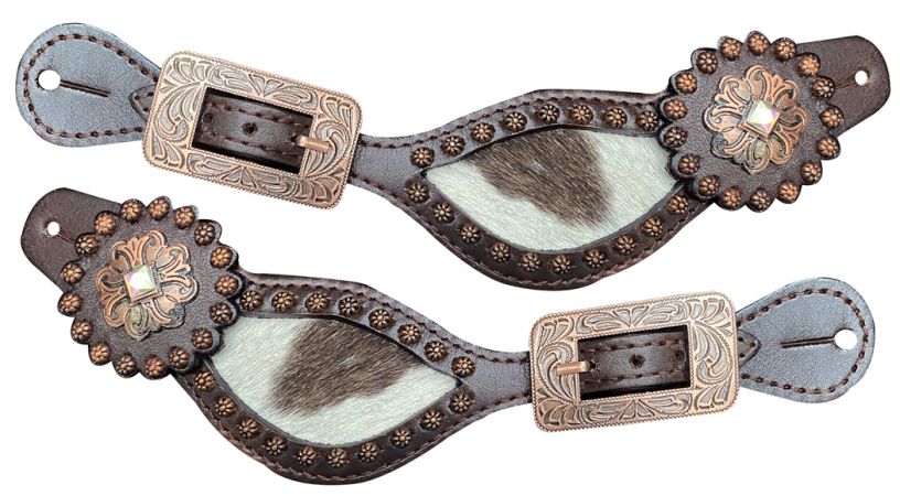 Cowhide Inlay Spur Strap - Henderson's Western Store
