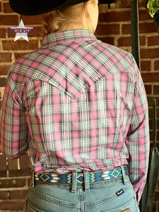 Load image into Gallery viewer, Wrangler Essential Plaid ~ Teal &amp; Pink - Henderson&#39;s Western Store