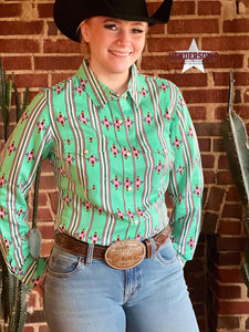 Load image into Gallery viewer, Wrangler Retro Aztec Snap ~ Kelly Green - Henderson&#39;s Western Store