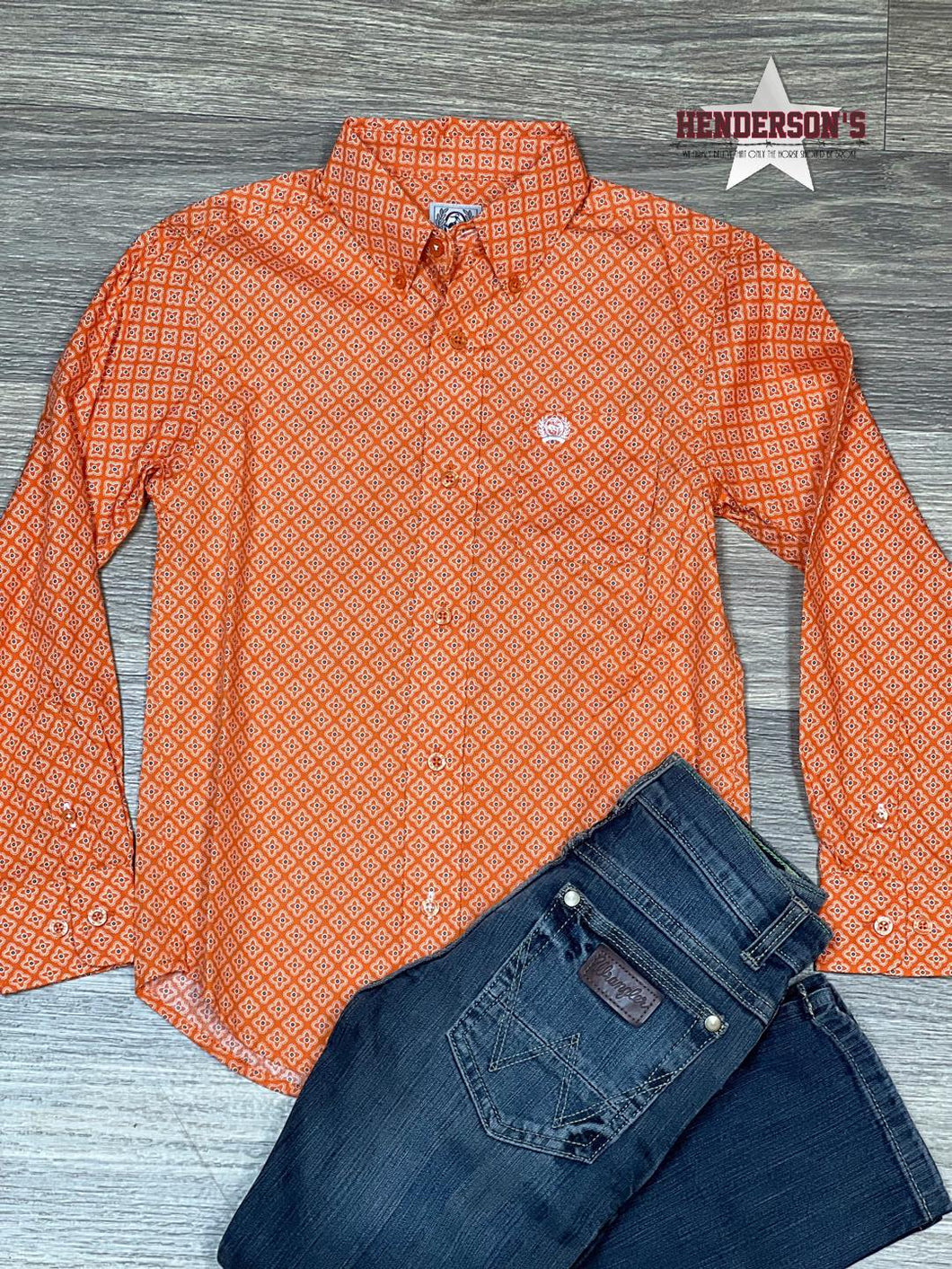 Boy's Cinch Orange Geo Print - Henderson's Western Store