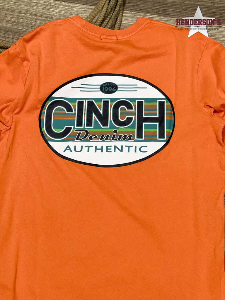 Men's Cinch Long Sleeve Tee ~ Orange - Henderson's Western Store