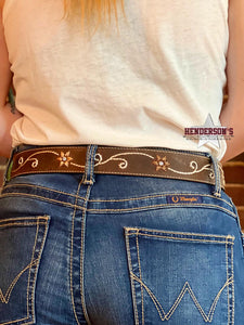 Load image into Gallery viewer, Flower Embroidered Belt - Henderson&#39;s Western Store