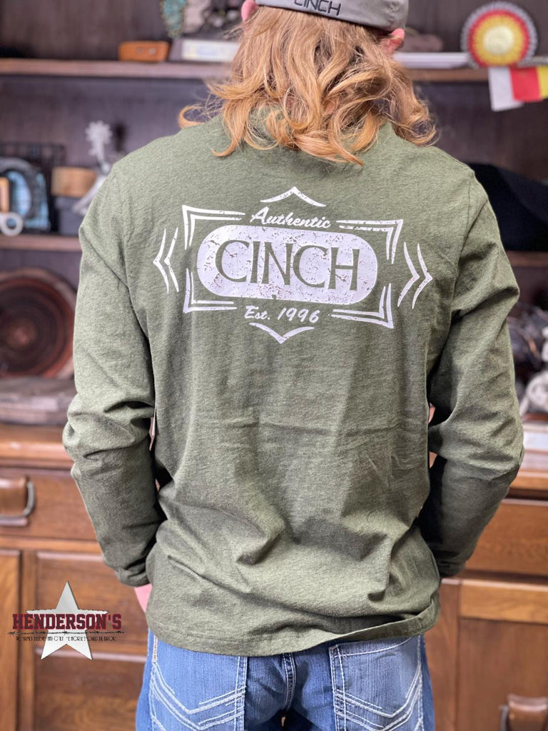 Authentic Cinch Long Sleeve Tee ~ Olive - Henderson's Western Store