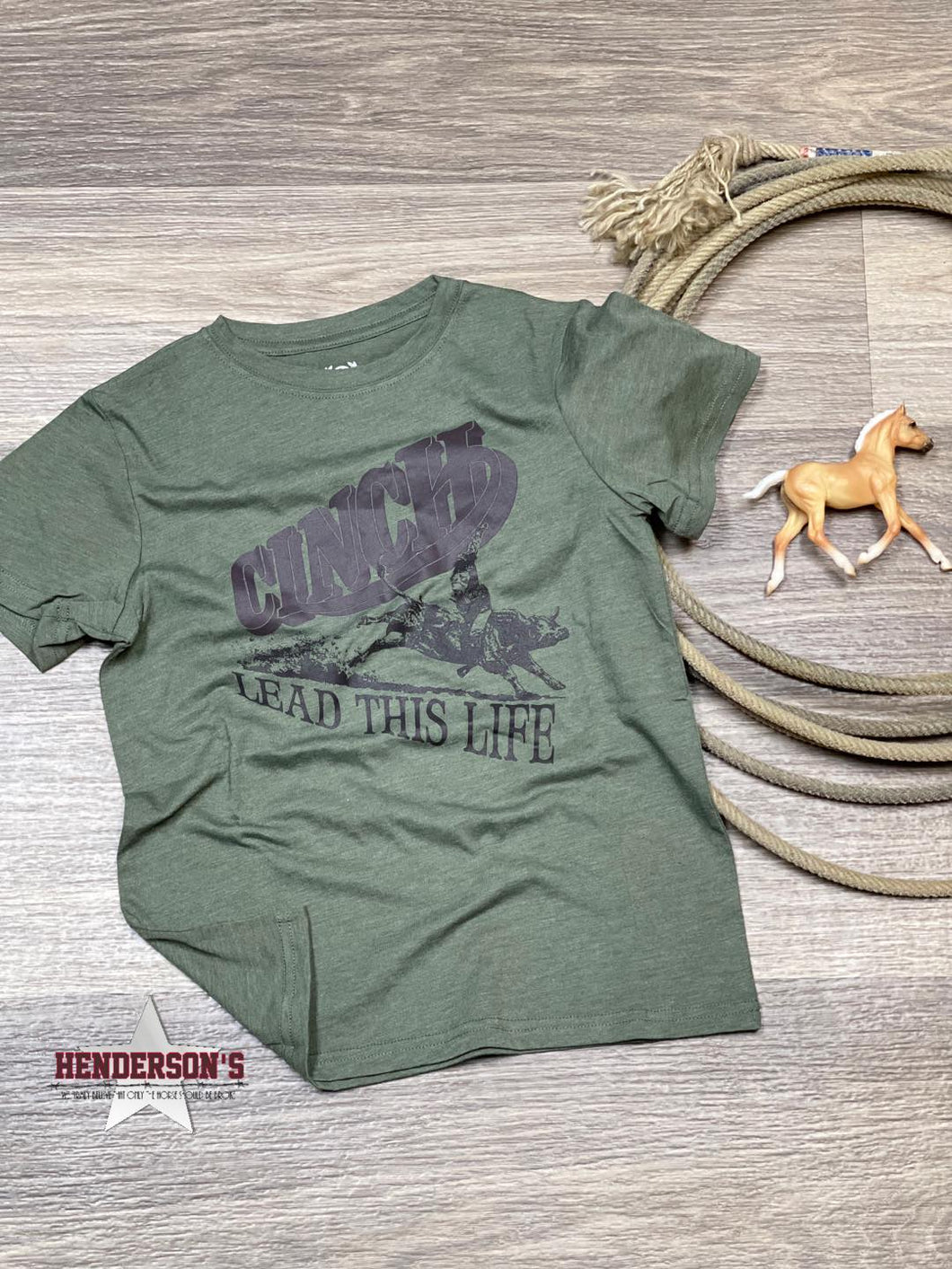 Boy's Cinch Lead This Life Rodeo Tee ~ Olive - Henderson's Western Store