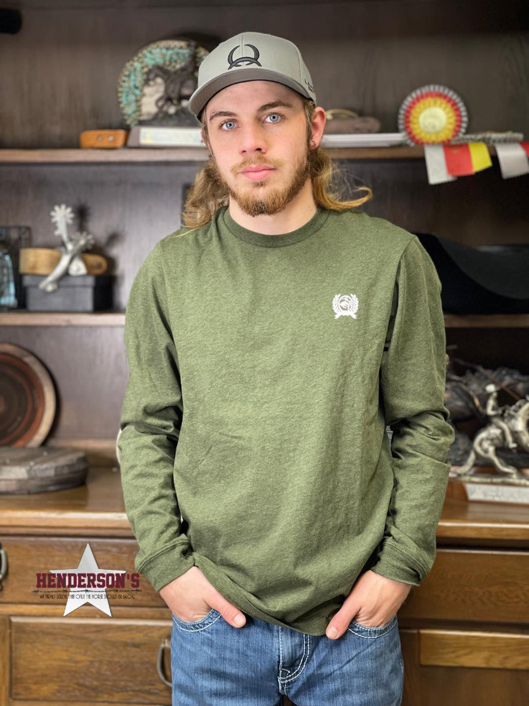 Authentic Cinch Long Sleeve Tee ~ Olive - Henderson's Western Store