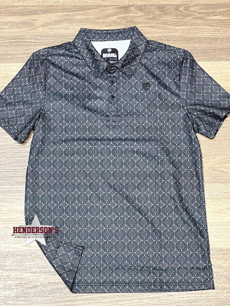 Men's Black Print Polo Shirt - Henderson's Western Store