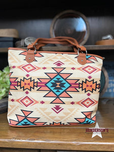 Load image into Gallery viewer, MW Aztec Canvas Tote Bag ~ Carmel - Henderson&#39;s Western Store