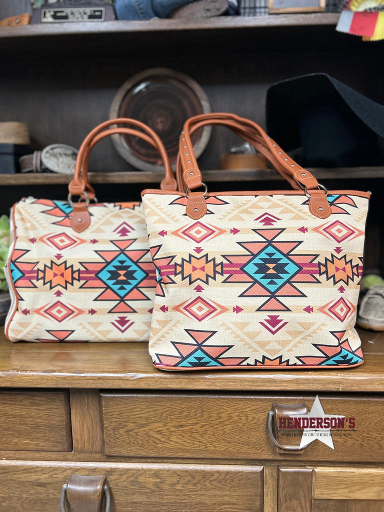 MW Aztec Canvas Tote Bag ~ Carmel - Henderson's Western Store