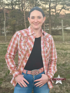 Load image into Gallery viewer, Cowgirl Legend Plaid ~ Coral - Henderson&#39;s Western Store