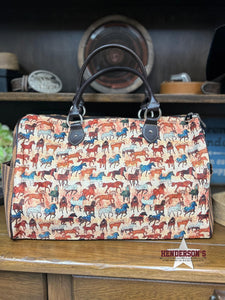Load image into Gallery viewer, MW Horse Print Canvas Weekender - Henderson&#39;s Western Store