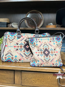 Load image into Gallery viewer, MW Aztec Canvas Crossbody ~ Tan - Henderson&#39;s Western Store