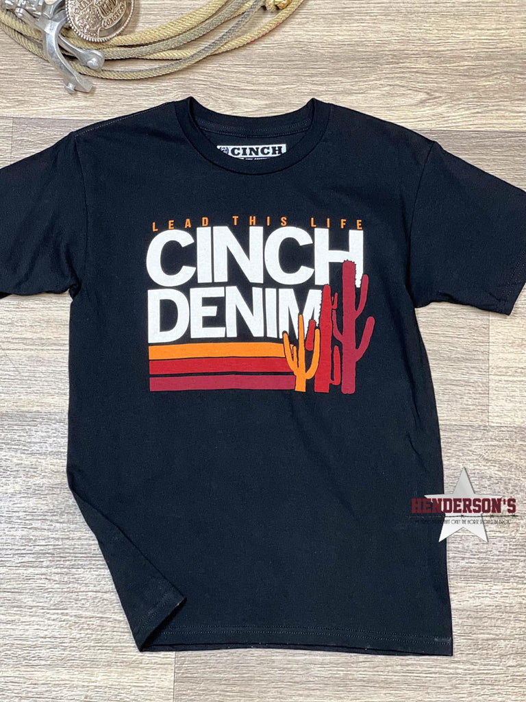 Men's Cinch Denim Logo Tee ~ Black - Henderson's Western Store