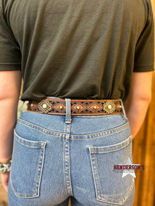 Load image into Gallery viewer, Ladies Angel Ranch Belt ~ Aztec Concho - Henderson&#39;s Western Store