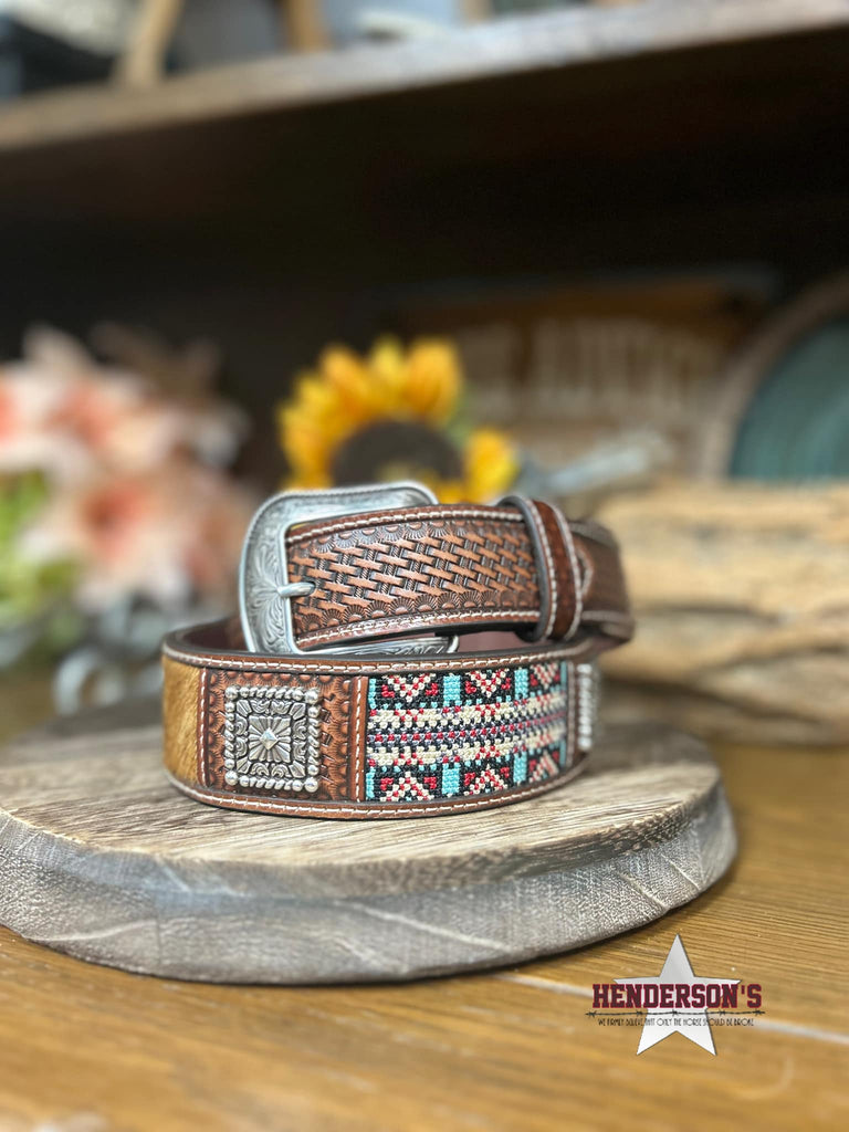 Men's Aztec Inlay Concho Belt - Henderson's Western Store