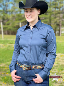Load image into Gallery viewer, RHC Sateen Concealed Zipper Show Shirt - Slate Blue - Henderson&#39;s Western Store