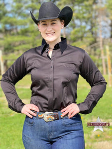 Load image into Gallery viewer, RHC Sateen Concealed Zipper Show Shirt - Black - Henderson&#39;s Western Store