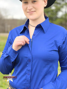 Load image into Gallery viewer, RHC Sateen Concealed Zipper Show Shirt - Royal Blue - Henderson&#39;s Western Store